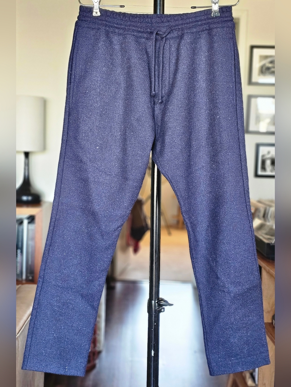 SaintPaul Men's Navy Wool Knit Drawstring  Track Pants
